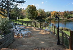 Deck overlooking Pond - Country homes for sale and luxury real estate including horse farms and property in the Caledon and King City areas near Toronto